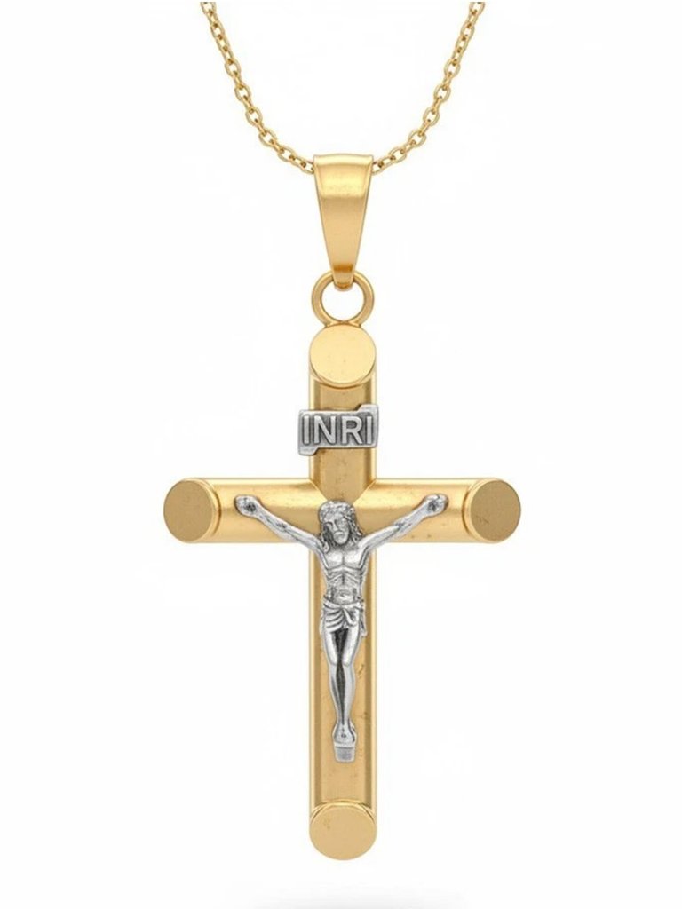 3d Crucifix Pendant Solid 10k Yellow Gold